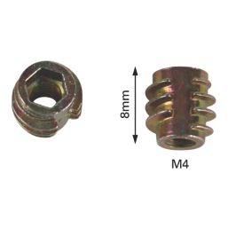 Easyfix Furniture Threaded Sockets M4 x 8mm 4 Pack