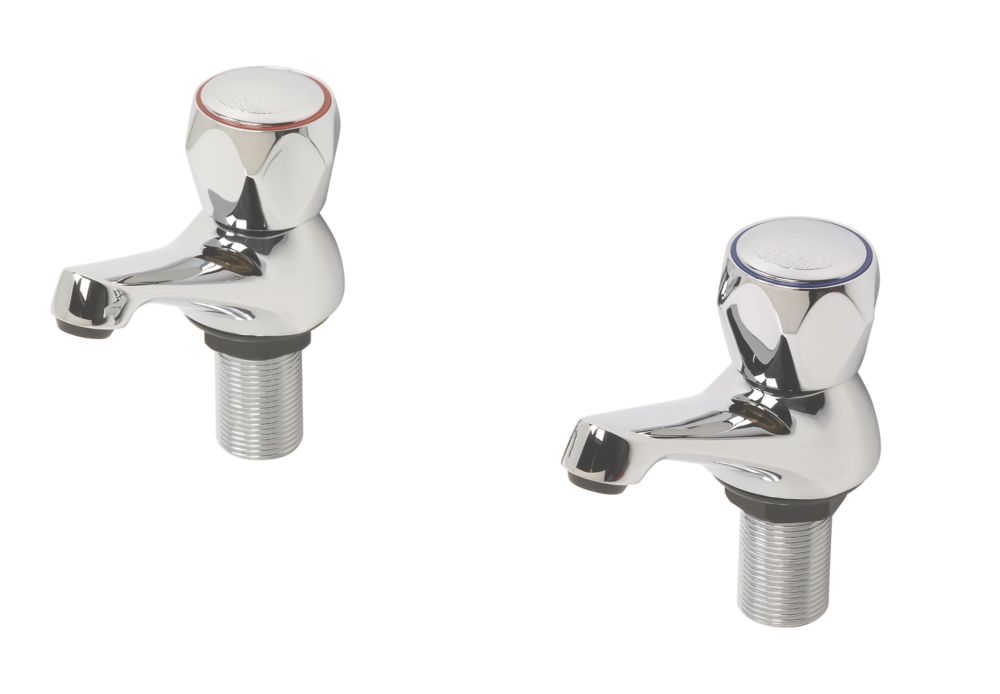 Swirl Contract Pillar Metal Head Bath Taps Screwfix