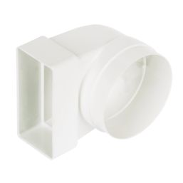 Manrose Round to Rectangular Connector Elbow 90° Bend Adaptor White 100mm