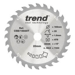 Trend CSB/16828T Wood/Chipboard/MDF Circular Saw Blade 168mm x 20mm 28T