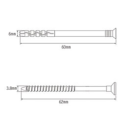 Easyfix Nylon & Steel Countersunk Head Hammer Fixings 6mm x 60mm 100 Pack