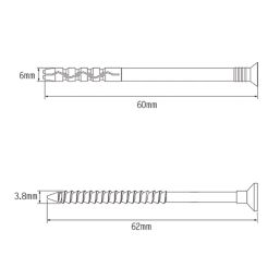 Easyfix  Nylon & Steel Countersunk Head Hammer Fixings 6mm x 60mm 100 Pack