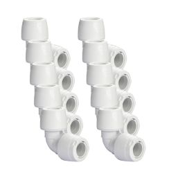 Hep2O  Plastic Push-Fit Equal 90° Keyless Elbow 15mm 10 Pack