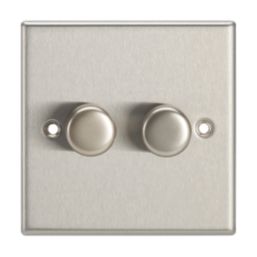 Contactum iConic 2-Gang 2-Way  Dimmer Switch  Brushed Steel