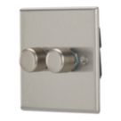 Contactum iConic 2-Gang 2-Way  Dimmer Switch  Brushed Steel