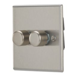 Contactum iConic 2-Gang 2-Way  Dimmer Switch  Brushed Steel