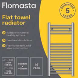 Flomasta 800mm x 400mm 675BTU Chrome Flat  Towel Radiator