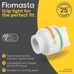 Flomasta  Plastic Push-Fit Stop Ends 15mm 10 Pack