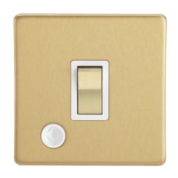 Contactum Lyric 20A 1-Gang DP Control Switch & Flex Outlet Brushed Brass  with White Inserts