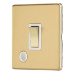 Contactum Lyric 20A 1-Gang DP Control Switch & Flex Outlet Brushed Brass  with White Inserts