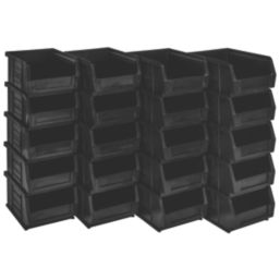 Barton TC2 Semi-Open-Fronted Recycled Storage Containers 1.27Ltr Black 20 Pack
