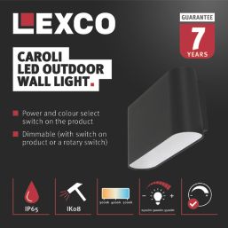 Lexco Caroli Outdoor LED Wall Light Black 23W 3500lm
