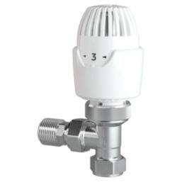 Drayton RT212 10/15mm x 1/2" White/Chrome Angled Traditional Thermostatic Radiator Valve Head & Body