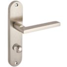 Smith & Locke Murlough Fire Rated WC Door Handles Pair Brushed Nickel