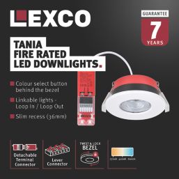 Lexco Tania Fixed  Fire Rated LED Downlight White 6W 600lm
