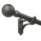 Rothley Matt Black Extendable Curtain Pole w/ Orb Finials 28mm x 125-216cm