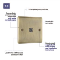 British General Nexus Metal 1-Gang Coaxial TV Socket Antique Brass