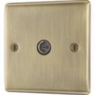 British General Nexus Metal 1-Gang Coaxial TV Socket Antique Brass