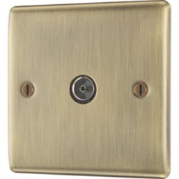 British General Nexus Metal 1-Gang Coaxial TV Socket Antique Brass