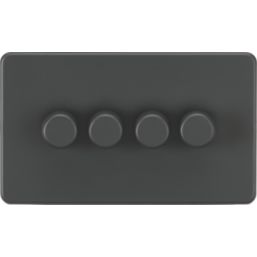 Knightsbridge  4-Gang 2-Way LED Intelligent Dimmer Switch  Anthracite