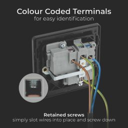 British General Evolve 13A 1-Gang SP Switched Socket Copper  with Black Inserts