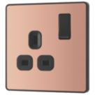 British General Evolve 13A 1-Gang SP Switched Socket Copper  with Black Inserts