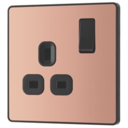 British General Evolve 13A 1-Gang SP Switched Socket Copper  with Black Inserts