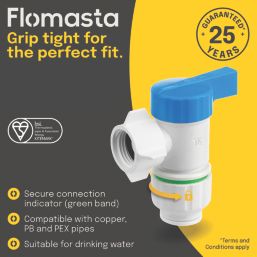 Flomasta Angled Service Tap Valve 15mm x 1/2"