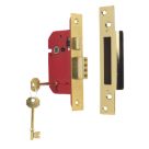 ERA Fire Rated  Brass Effect BS 5-Lever Mortice Sashlock 64mm Case - 44mm Backset