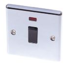 LAP  20A 1-Gang DP Control Switch Polished Chrome with Neon with Black Inserts