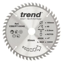 Trend CSB/PT16048 Wood Plunge Saw Blade 160mm x 20mm 48T