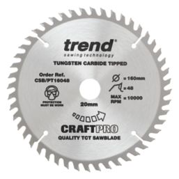 Trend CraftPro CSB/PT16048 Wood Plunge Saw Blade 160mm x 20mm 48T