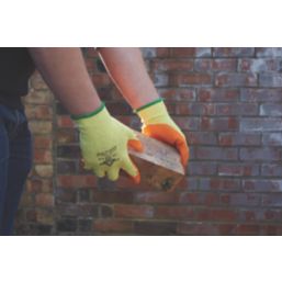 Keep Safe  Latex Builder Gloves Orange / Yellow Large