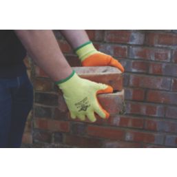 Keep Safe  Latex Builder Gloves Orange / Yellow Large