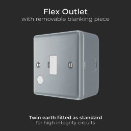 British General  13A Unswitched Metal Clad Fused Spur & Flex Outlet   with White Inserts