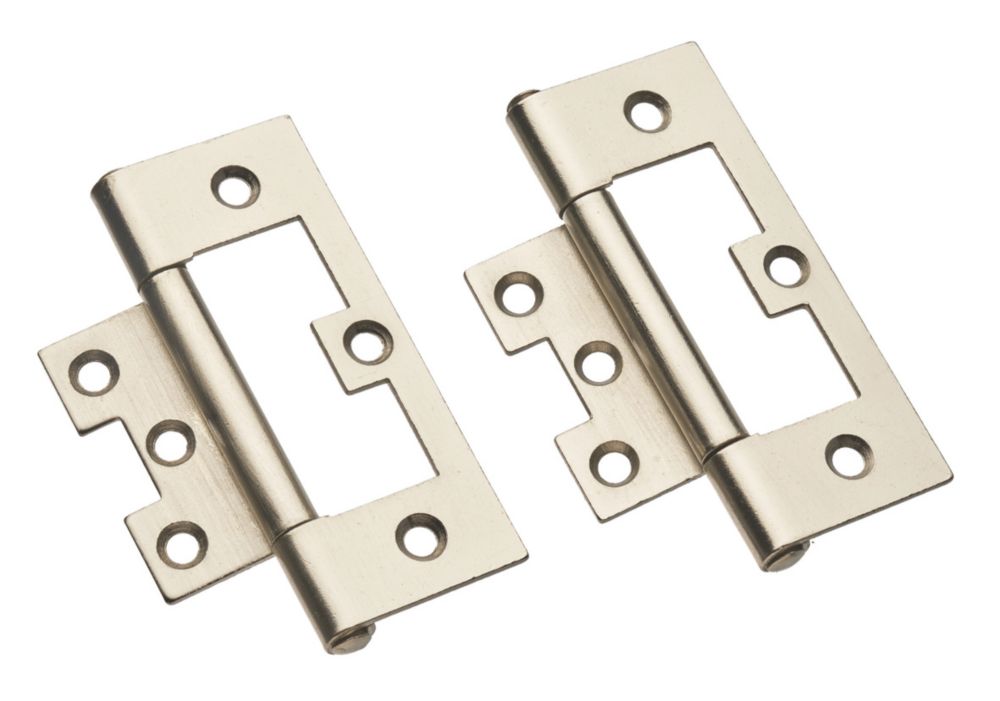 Smith & Locke Satin Nickel Flush Hinges 100 x 59.5mm 2 Pack Screwfix