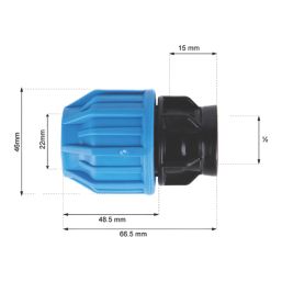 Flomasta  MDPE Female Adaptor 20mm x 1/2"