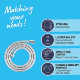 Grohe VitalioFlex Silver Shower Hose Chrome 8mm x 1750mm