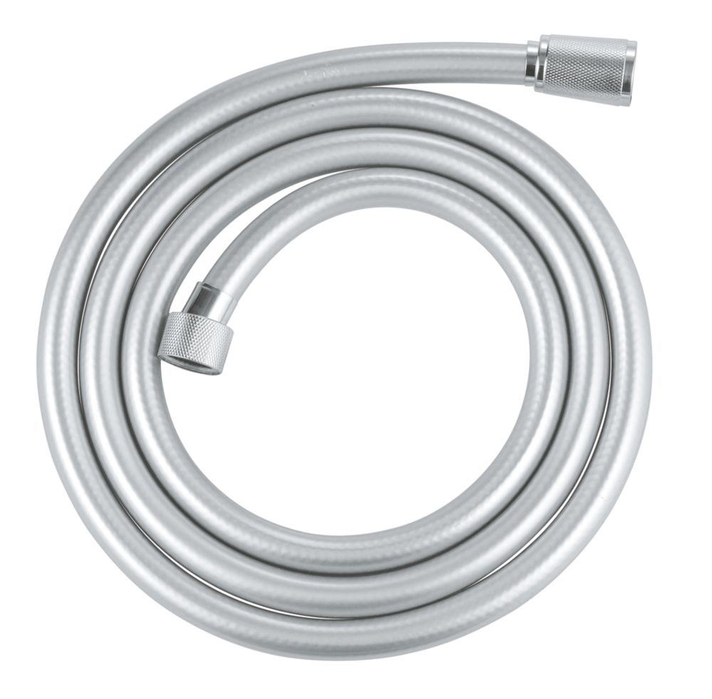 Grohe VitalioFlex Silver Shower Hose Chrome 8mm x 1750mm - Screwfix