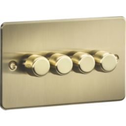 Knightsbridge  4-Gang 2-Way LED Intelligent Dimmer Switch  Brushed Brass