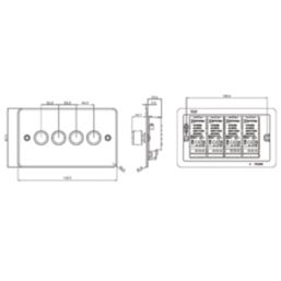 Knightsbridge  4-Gang 2-Way LED Intelligent Dimmer Switch  Brushed Brass