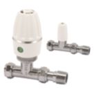 Terrier Terrier 3 15mm x 1/2" White/Chrome Straight & L/S Standard Thermostatic Radiator Valve & Lockshield