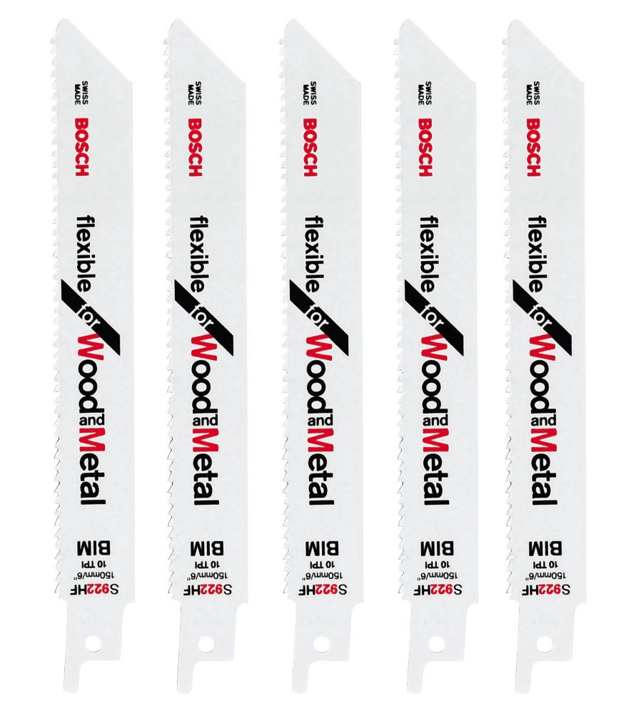 Bosch S922HF MultiMaterial Reciprocating Saw Blades 150mm 5 Pack