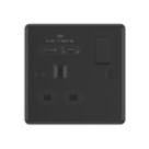 LAP  13A 1-Gang SP Switched Socket + 3A 18W 2-Outlet Type A & C USB Charger Matt Black with Colour-Matched Inserts
