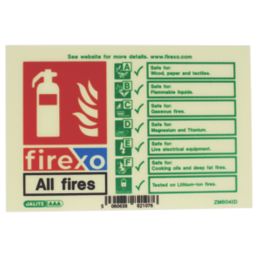 Firexo  Photoluminescent Luminescent All Fires Extinguisher Sign 100mm x 150mm
