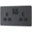 British General Evolve 13A 2-Gang SP Switched Socket Grey  with Black Inserts