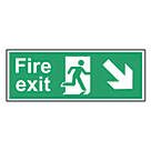 Non Photoluminescent "Fire Exit Man Down Right Arrow" Sign 150mm x 400mm
