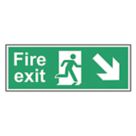 Essentials  Non Photoluminescent "Fire Exit Man Down Right Arrow" Sign 150mm x 400mm