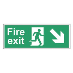 Essentials  Non Photoluminescent "Fire Exit Man Down Right Arrow" Sign 150mm x 400mm