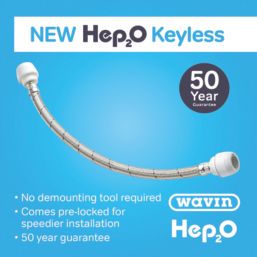 Hep2O Push-Fit Keyless Flexi Tap Connector 22mm x 22mm x 500mm 2 Pack
